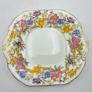 Hammersley 4399 Vintage Cake Plate Platter Bone China England Pink Floral